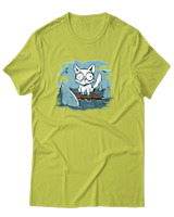 T-Shirt Αντρικό - Anxious Cat - Color Thumbnail Λαχανί