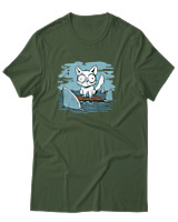 T-Shirt Αντρικό - Anxious Cat - Color Thumbnail Κυπαρισσί