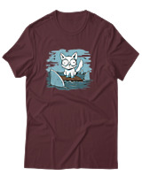 T-Shirt Αντρικό - Anxious Cat - Color Thumbnail Μπορντό