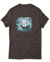 T-Shirt Αντρικό - Anxious Cat - Color Thumbnail Καφέ