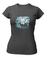 T-Shirt Στενή Γραμμή Γυναικείο - Anxious Cat - Color Thumbnail Ανθρακί