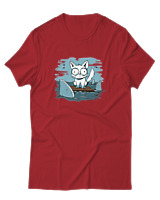 T-Shirt  Γυναικείο - Anxious Cat - Color Thumbnail Κόκκινο