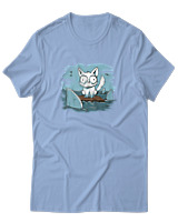 T-Shirt  Γυναικείο - Anxious Cat - Color Thumbnail Γαλάζιο
