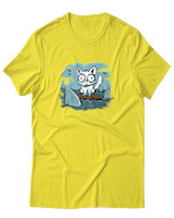 T-Shirt  Γυναικείο - Anxious Cat - Color Thumbnail Κίτρινο