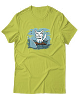 T-Shirt  Γυναικείο - Anxious Cat - Color Thumbnail Λαχανί