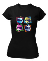 T-Shirt Στενή Γραμμή Γυναικείο - Apples - Color Thumbnail Μαύρο