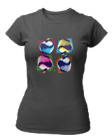 T-Shirt Στενή Γραμμή Γυναικείο - Apples - Color Thumbnail Ανθρακί