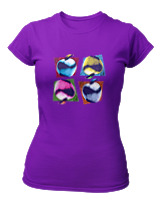 T-Shirt Στενή Γραμμή Γυναικείο - Apples - Color Thumbnail Σκούρο Μωβ