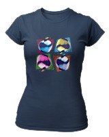 T-Shirt Στενή Γραμμή Γυναικείο - Apples - Color Thumbnail Σκούρο Μπλε