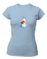 T-Shirt Στενή Γραμμή Γυναικείο - Aquarius Cat - Color Thumbnail Γαλάζιο