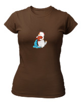 T-Shirt Στενή Γραμμή Γυναικείο - Aquarius Cat - Color Thumbnail Καφέ