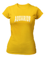 T-Shirt Στενή Γραμμή Γυναικείο - Aquarius College Letters - Color Thumbnail Χρυσό Κίτρινο