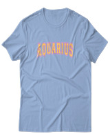 T-Shirt  Γυναικείο - Aquarius College Letters - Color Thumbnail Γαλάζιο