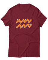 T-Shirt  Γυναικείο - Aquarius Flowers - Color Thumbnail Σκούρο Κόκκινο