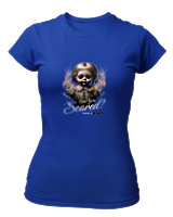 T-Shirt Στενή Γραμμή Γυναικείο - Are You Scared - Color Thumbnail Μπλε Ρουά