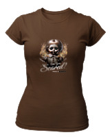 T-Shirt Στενή Γραμμή Γυναικείο - Are You Scared - Color Thumbnail Καφέ