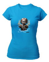 T-Shirt Στενή Γραμμή Γυναικείο - Are You Scared - Color Thumbnail Τιρκουάζ