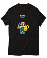 T-Shirt Αντρικό - Ash And Pikachu - Color Thumbnail Μαύρο