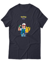 T-Shirt Αντρικό - Ash And Pikachu - Color Thumbnail Σκούρο Μπλε