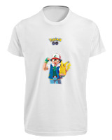 T-Shirt Fit Αντρικό - Ash And Pikachu - Color Thumbnail 'Ασπρο