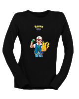 Μακρυμάνικο Μακό Γυναικείο - Ash And Pikachu - Color Thumbnail Μαύρο