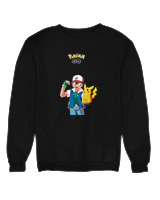 Φούτερ χωρίς κουκούλα Γυναικείο - Ash And Pikachu - Color Thumbnail Μαύρο
