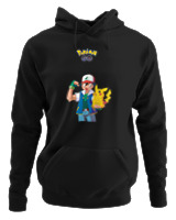 Φούτερ με κουκούλα Γυναικείο - Ash And Pikachu - Color Thumbnail Μαύρο