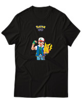T-Shirt  Γυναικείο - Ash And Pikachu - Color Thumbnail Μαύρο