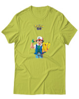 T-Shirt  Γυναικείο - Ash And Pikachu - Color Thumbnail Λαχανί
