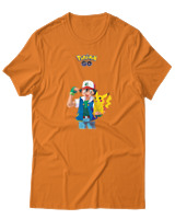 T-Shirt  Γυναικείο - Ash And Pikachu - Color Thumbnail Πορτοκαλί