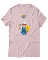 T-Shirt  Γυναικείο - Ash And Pikachu - Color Thumbnail Απαλό Ροζ