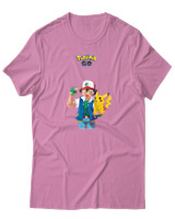 T-Shirt  Γυναικείο - Ash And Pikachu - Color Thumbnail Ροζ