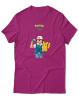 T-Shirt  Γυναικείο - Ash And Pikachu - Color Thumbnail Φούξια