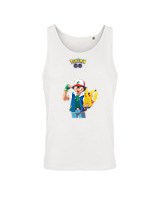 Αμάνικο Μπλουζάκι Αντρικό - Ash And Pikachu - Color Thumbnail 'Ασπρο