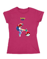 Κοριτσίστικο Κοντομανικο Παιδικό - Ash Ketchum - Color Thumbnail Φουξια
