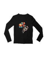 Μακρυμάνικο Μακό Παιδικό - Astronaut Ballons - Color Thumbnail Μαύρο