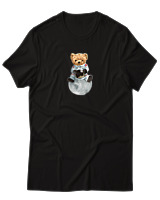 T-Shirt Αντρικό - Astronaut Bear - Color Thumbnail Μαύρο