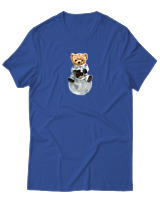 T-Shirt Αντρικό - Astronaut Bear - Color Thumbnail Μπλε Ρουά
