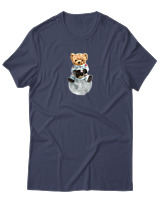 T-Shirt Αντρικό - Astronaut Bear - Color Thumbnail Μπλε Γκρι