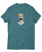 T-Shirt Αντρικό - Astronaut Bear - Color Thumbnail Μπλε Πράσινο