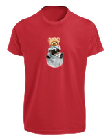 T-Shirt Fit Αντρικό - Astronaut Bear - Color Thumbnail Κόκκινο