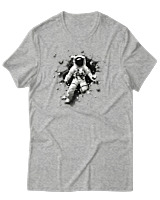 T-Shirt Αντρικό - Astronaut Breaking The Wall - Color Thumbnail Γκρι Μελανζέ