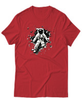 T-Shirt Αντρικό - Astronaut Breaking The Wall - Color Thumbnail Κόκκινο