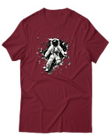 T-Shirt Αντρικό - Astronaut Breaking The Wall - Color Thumbnail Σκούρο Κόκκινο