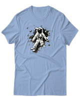 T-Shirt Αντρικό - Astronaut Breaking The Wall - Color Thumbnail Γαλάζιο