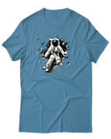 T-Shirt Αντρικό - Astronaut Breaking The Wall - Color Thumbnail Τιρκουάζ