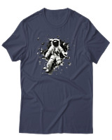 T-Shirt Αντρικό - Astronaut Breaking The Wall - Color Thumbnail Μπλε Γκρι