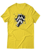 T-Shirt Αντρικό - Astronaut Breaking The Wall - Color Thumbnail Χρυσό Κίτρινο