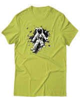 T-Shirt Αντρικό - Astronaut Breaking The Wall - Color Thumbnail Λαχανί