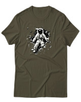 T-Shirt Αντρικό - Astronaut Breaking The Wall - Color Thumbnail Χακί